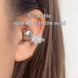 Earrings For Ear Clip Earphone Rotating Flower Blossoms Shining Decorations