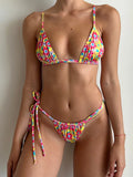Sexy Bikinis Micro Thongs Swimsuit Women Bathing Suit Rings Biquini Bandage Beachwear Print Swimwear Sexy Bikini Sets With Chain