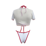 S -XL 13 Color Printed Three-Piece Bikini Set Short Sleeve Bikini Female Swimsuit Women Swimwear Bather Bathing Suit Swim V6854G