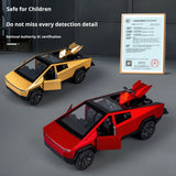 1:36 Cybertruck Toys Off Road Vehicle Die Cast Model Car Beach Motorcycle Hobby Collectible Birthday Gift For Boy