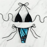 S - XL Sexy Two-Pieces Bikini Set Bather Bathing Suit Swim Printed Halter Padded Bikini Female Swimsuit Women Swimwear V4910