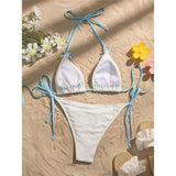 Sexy Halter High Leg Cut Bikini Women Swimwear Two-Pieces Bikini Set Female Swimsuit Bow Strappy Bather Bathing Suit Swim V6526