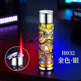 Ransparent Electric Butane Gas Lighter Windproof Straight Torch Lighter Colorful Lights Blue Flame Cool New Gift Hot Sales