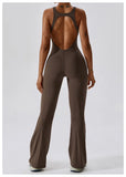 Solid Yoga Jumpsuit One Piece Outfit Fitness Bodysuit Workout Clothes for Women Sportwear Women Buttock lifting Set Activewear