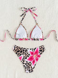 XS - L Floral Leopard Printed Halter Bikini Women Swimwear Female Swimsuit Two-pieces Bikini set Bather Bathing Suit Swim Lady