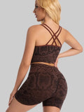 Snake Print Yoga Set Seamless High Waist Hip Lifting Elastic Breathable Quick Dry Anti Chafing Fitness Casual Sports 2Pcs Outfit