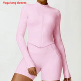 New Running Elasticity Yoga Jacket Zipper Slimming Top Coat Women's Sports Jacket Gym Workout Sports Long Sleeves Women Tights