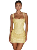 Hdsmfos Square Neck Sparkly Homecoming Dresses Short Mini Bodice Sequin Prom Evening Cocktai Party Gown