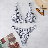 Sexy Snake Print Micro Bikini 2024 Women Swimsuit Female Swimwear Thong  Bikini Set Brazilian Halter Bathing Suit