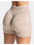 Women's High Waisted Leopard Print Yoga Shorts — Seamless Tummy Control Workout Biker Shorts for Gym, Fitness, and Running