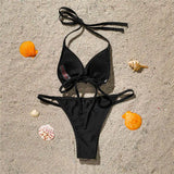 Bling Butterfly Rhinestone Bikini Women Swimwear Two-Pieces Bikini Set Female Swimsuit Halter Bather Bathing Suit Swim V2576
