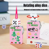 Rotating Dice Mahjong Stereoscopic Design Windproof Red Flame Butane Gas Lighter Pull down Ignition Outdoor Fun Lighters