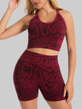Snake Print Yoga Set Seamless High Waist Hip Lifting Elastic Breathable Quick Dry Anti Chafing Fitness Casual Sports 2Pcs Outfit