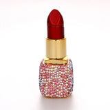 Luxury Diamond Lipstick Inflatable Lighter Mini Butane Pink Water Diamond Portable Lighter High End Women's Smoking Gift