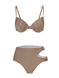 Sexy 3Pieces Push Up Bikini Set Women Swimsuit High Waist Perspective Tassel Skirt Beach Outing Bathing 2024 Feminine Swimwear