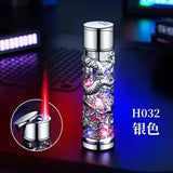Ransparent Electric Butane Gas Lighter Windproof Straight Torch Lighter Colorful Lights Blue Flame Cool New Gift Hot Sales