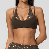 Women New Fake Two piece Yoga Bra Color Contrasting Back Sports Bra Gym Strap Hanging Neck Strap Fitness Bra Sports Bra Female