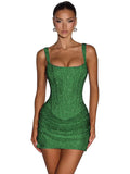 Hdsmfos Square Neck Sparkly Homecoming Dresses Short Mini Bodice Sequin Prom Evening Cocktai Party Gown