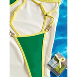 S - XL Extreme String Mini Micro Thong One Piece Swimsuit Women Swimwear Female Splicing Leopard Bather Bathing Suit Swim V7066