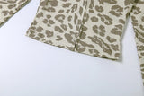 Weird Puss Letter Leopard Print 2 Piece Set Women Casual Zip Hooded Crop Jacke+Leggings Matching Stretch Sporty Street Outfits