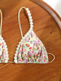 ZRTAK Sexy 3D Floral Bikini Set Lace Bordered Triangle Swimwear Women 2026 Bikinis Swimsuit Micro Thong Bandage Bathing Suits