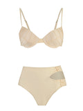 Sexy 3Pieces Push Up Bikini Set Women Swimsuit High Waist Perspective Tassel Skirt Beach Outing Bathing 2024 Feminine Swimwear