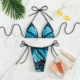 S - XL Sexy Two-Pieces Bikini Set Bather Bathing Suit Swim Printed Halter Padded Bikini Female Swimsuit Women Swimwear V4910