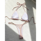 S- XL Leopard Halter Mini Micro Thong Bikini Women Swimwear Female Swimsuit Two-Pieces Bikini Set Bather Bathing Suit Swim V5207