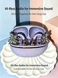 Fashion OWS Clip On Earbuds ENC Clear Call Low Latency Bluetooth Headphones with Free Rhinestone Butterfly Accessories