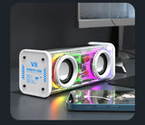 V8 Transparent Mecha Speakers Bluetooth 5.0 Wireless Double Bass Diaphragm Subwoofer Music TWS RGB Light Mini Party Loudspeaker