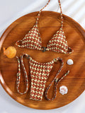 Zrtak Sexy Thong Bikinis Print Swimsuit Women Swimwear Triangle Bathing Suits Summer Bikini Set Bandage Beachwear New Bikini
