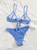 Fashion Bikini Sets Sexy Bikini Women's Two Piece Suit Push Up Swimsuits Bandage Swimwear High Cut Beachwear Print Bathsuit