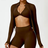 New Running Elasticity Yoga Jacket Zipper Slimming Top Coat Women's Sports Jacket Gym Workout Sports Long Sleeves Women Tights