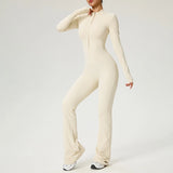 TRY TO BN Women's Fitness Jumpsuit Long Sleeve Zipper High Strength Yoga Bodysuit For Gym Workout Sportswear One Piece Clothing