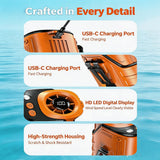 3-in1 Waist Fan, Portable Fan, Handheld Fan, Neck Fan, Mini Fan, Desktop Fan, Can Be Used as an Emergency Power Bank, 5000mAh 10H Long Lasting, 100 Speed Adjustable, LED Flashlight & SOS Light, Flashlight, Type-C Recharg