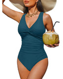 S - XXL Twist Front V Neck One Piece Swimsuit Women Swimwear Female Slim Monokini Backless Bathing Suit Swim Beachwear Bodysuit