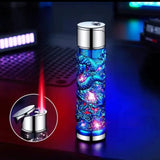 Metal Relief Lantern Inflatable Lighter Portable Windproof Butane Turbine Torch Jet Blue Flame Cigar Tool Fashionable Men's Gift