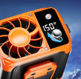 Mini high-speed waist fan, bladeless USB hanging neck fan, outdoor multifunctional mobile power lighting digital display fan