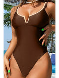 2025 Splicing Underwired V-Bar Women Micro Thong Swimwear One Piece Swimsuit Female Backless Monokini High Cut Bathing Suit Swim