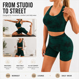 2 Pieces Workout Sets for Women,Tie-dye Seamless Yoga Shorts with Sports Bras,Athletic Matching Outfits,Gym,Casual
