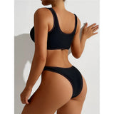 Solid Brazilian High Leg Cut Padded Bikini Female Swimsuit Women Swimwear Two-Pieces Bikini Set Bather Bathing Suit Swim V5792