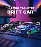 1/64 Scale Drift RC Car 2.4G Desktop Mini Racing Model with ESP 4WD Remote Control Vehicle Toy For Adults Kids Ideal Gift