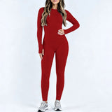 Sports Overall Bodysuit Women Seamless Jumpsuit Gym One-piece Suit Workout Outfits Backless Yoga Tights Long Sleeve Activewear