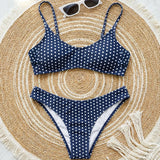 Sexy Polka Dot Print Bikini Set for Women Quick Dry Low Waist Push Up Swimwear Beach Vacation Bathing Suits for Females