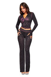 Gia 26SS Slim Fit Letter Printed Open Thread Design Hooded Zipper Short Jacket Pants Set
