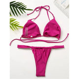 Sexy Wrinkled High Cut Thong Bikini Women Swimwear Female Swimsuit Two-Pieces Bikini Set Bather Bathing Suit Swim Lady V4010C