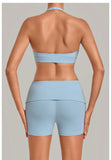 Halter Yoga Bra Women's Backless Sports Fitness Underwear Breathable Runnings Push Up Crop Top Female Yoga Workout Underwear