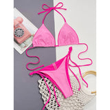 Sexy 7 Colors Halter Brazilian Bikini Female Swimsuit Women Swimwear Two-Pieces Bikini Set Bather Bathing Suit Swim Lady V3860