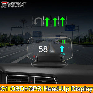 AD C1 Car Navigation Projection HUD Head Up Display Speedometer  Multiple Interfaces Car Accessories on Screen Overspeed Alarm