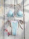 Miyouj Triangle Swimwear Sexy Swimsuits Solid Bikini String Bathsuit Women's Two Piece Suit Push Up Swimsuit High Cut Bikini Set